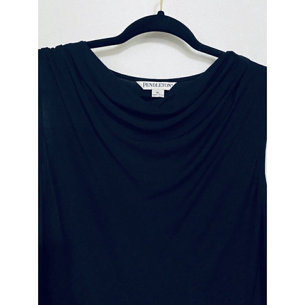 Pendleton Womens XL Sleeveless Drape Front Top Modal Black Stretch Classic - Picture 2 of 7